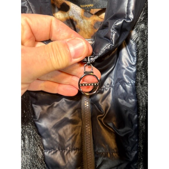 Laundry By Shelli Segal Jacket Women's Medium Midi Down 2 in 1 Navy Blue Hooded - Picture 4 of 16